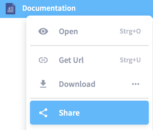 Right-click a file or folder to share it